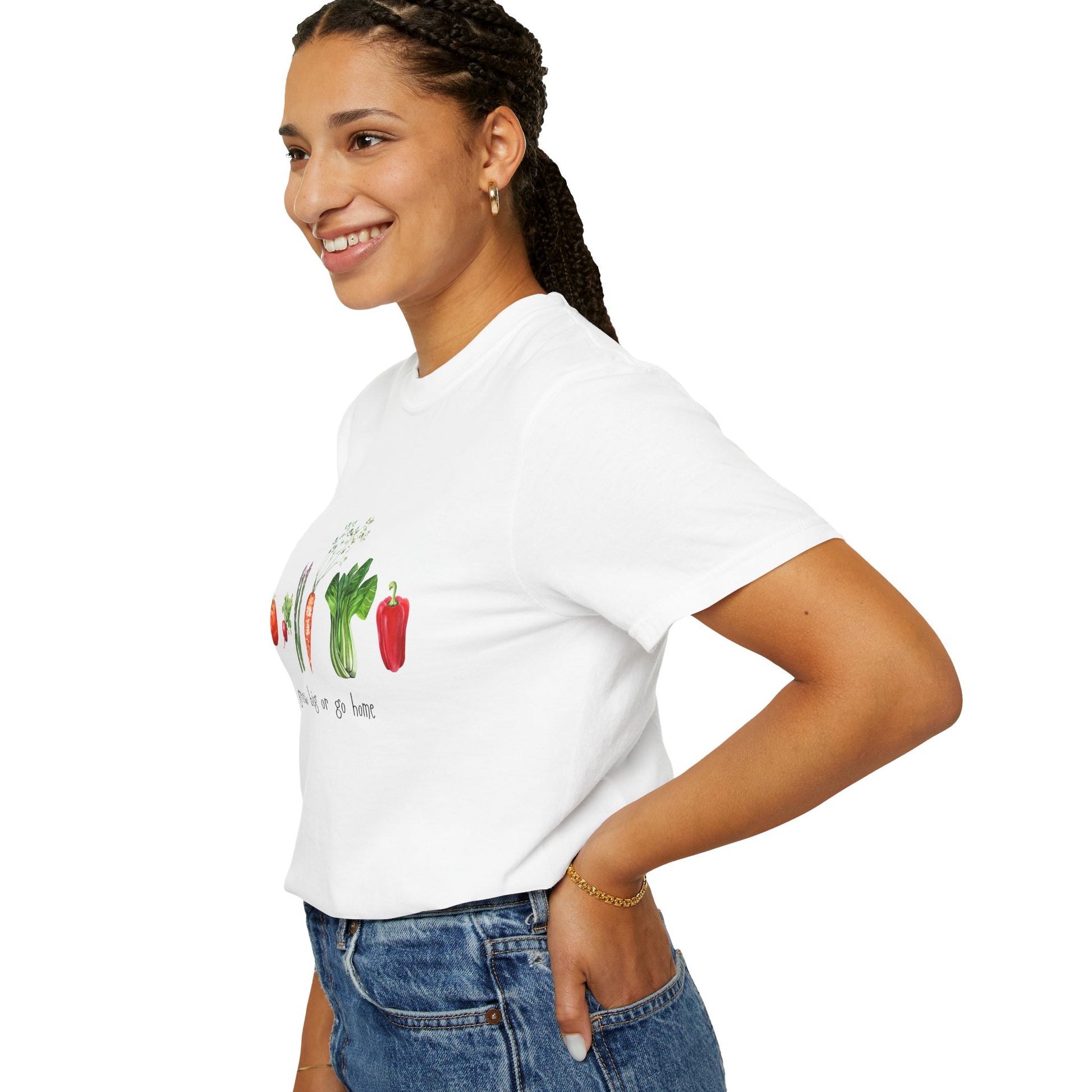Grow Big or Go Home T-Shirt – Funny Vegetable Garden Tee | Cute Plant Lover Shirt for Gardeners & Veggie Fans